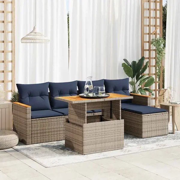 Gossi set mobilier gradina cu perne, 6 piese, gri, poliratan