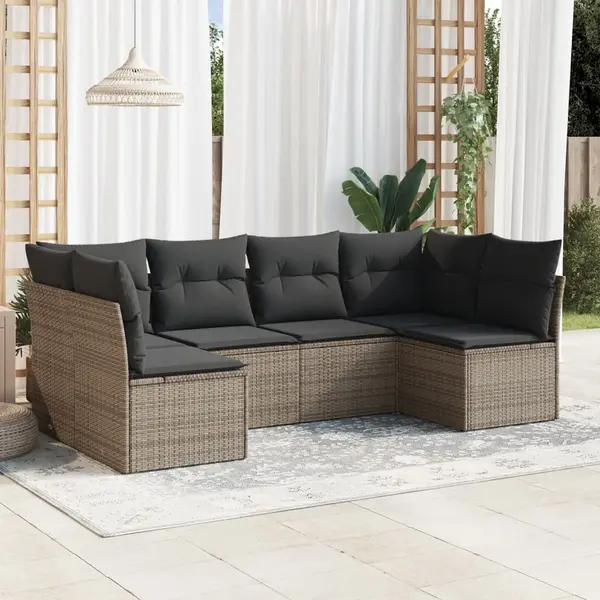 Gossi set mobilier gradina cu perne, 6 piese, gri, poliratan