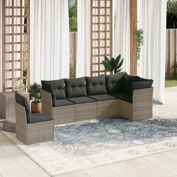 Gossi set mobilier gradina cu perne, 6 piese, gri, poliratan