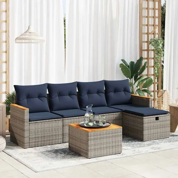 Gossi set mobilier gradina cu perne, 6 piese, gri, poliratan