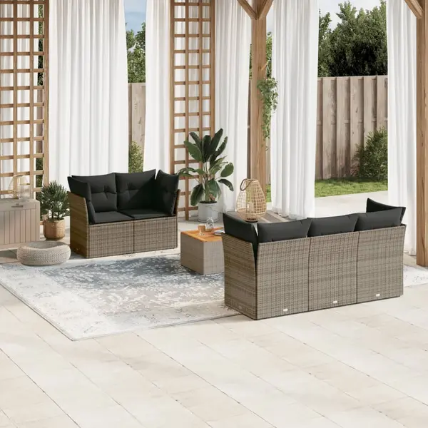 Gossi set mobilier gradina cu perne, 6 piese, gri, poliratan