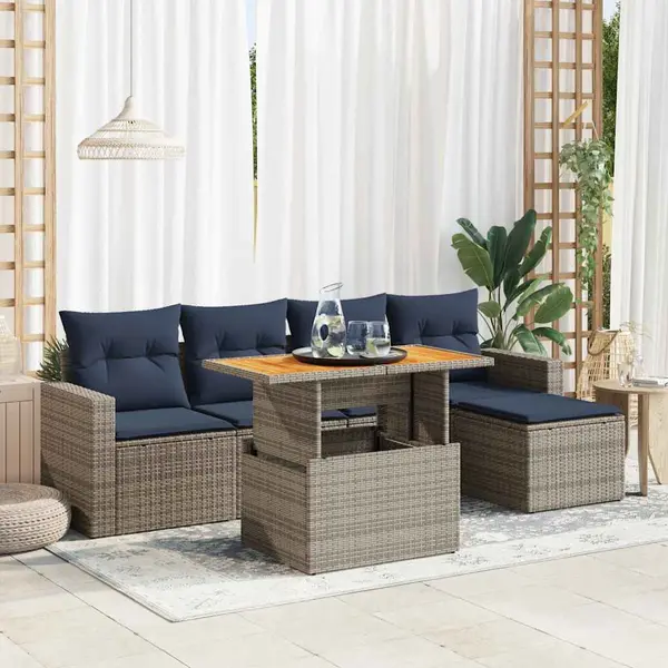 Gossi set mobilier gradina cu perne, 6 piese, gri, poliratan