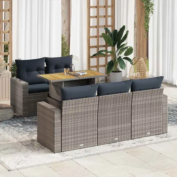 Gossi set mobilier gradina cu perne, 6 piese, gri, poliratan