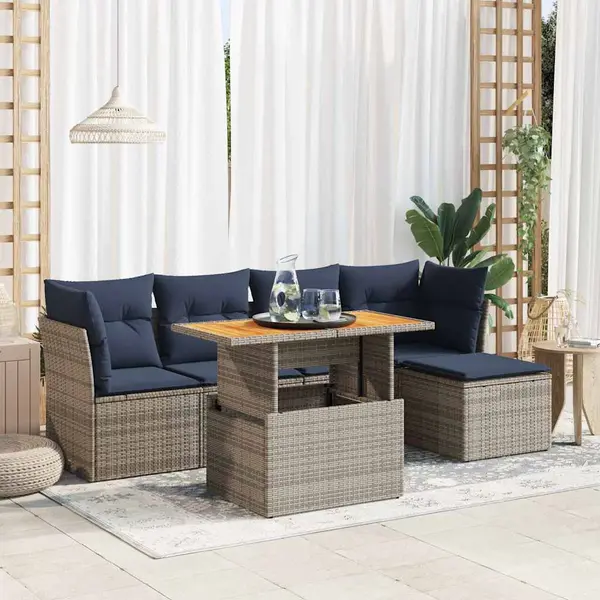 Gossi set mobilier gradina cu perne, 6 piese, gri, poliratan