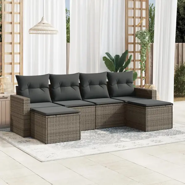 Gossi set mobilier gradina cu perne, 6 piese, gri, poliratan