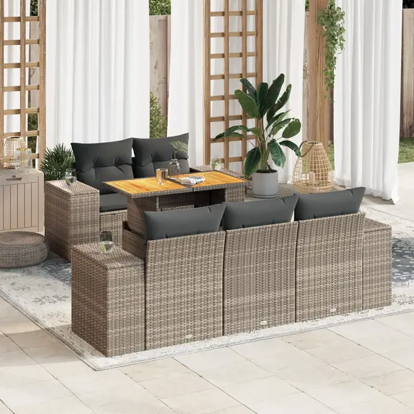 Gossi set mobilier gradina cu perne, 6 piese, gri, poliratan