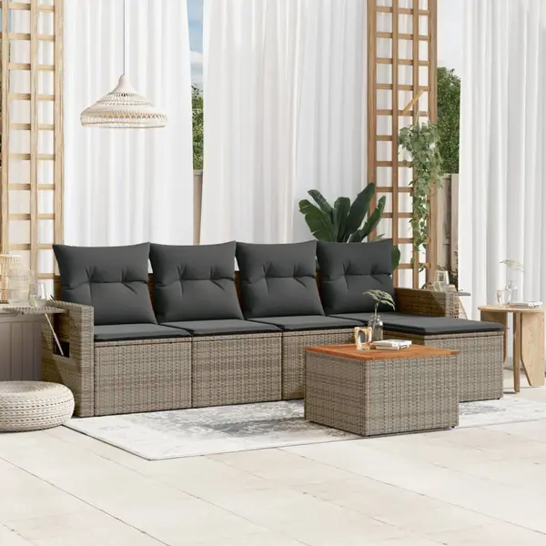 Gossi set mobilier gradina cu perne, 6 piese, gri, poliratan
