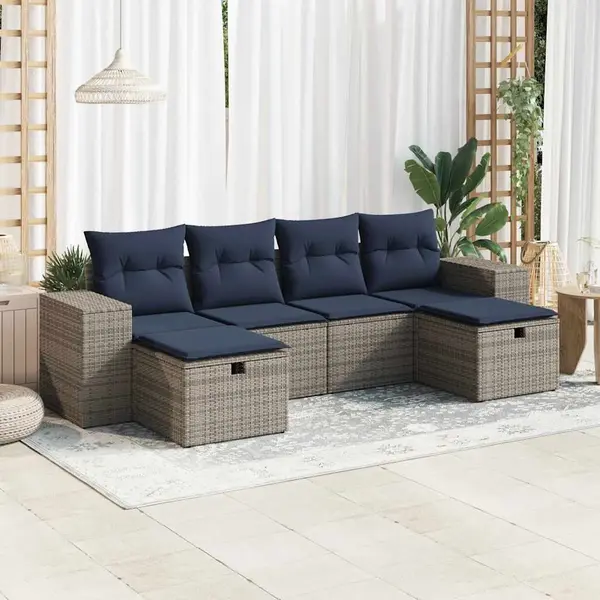Gossi set mobilier gradina cu perne, 6 piese, gri, poliratan