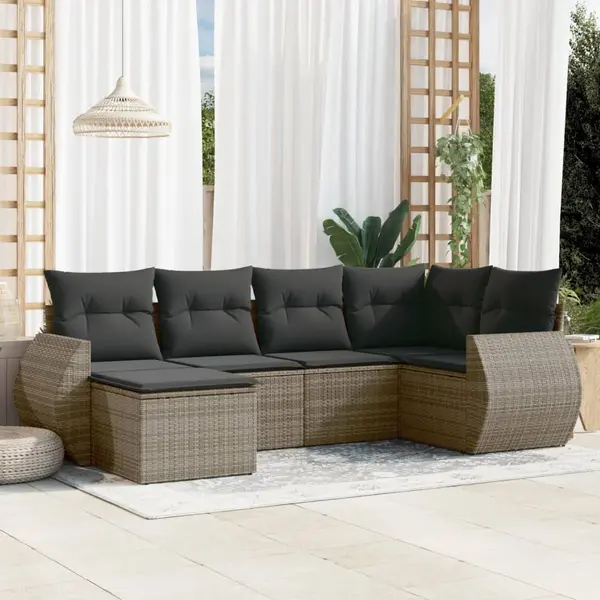 Gossi set mobilier gradina cu perne, 6 piese, gri, poliratan