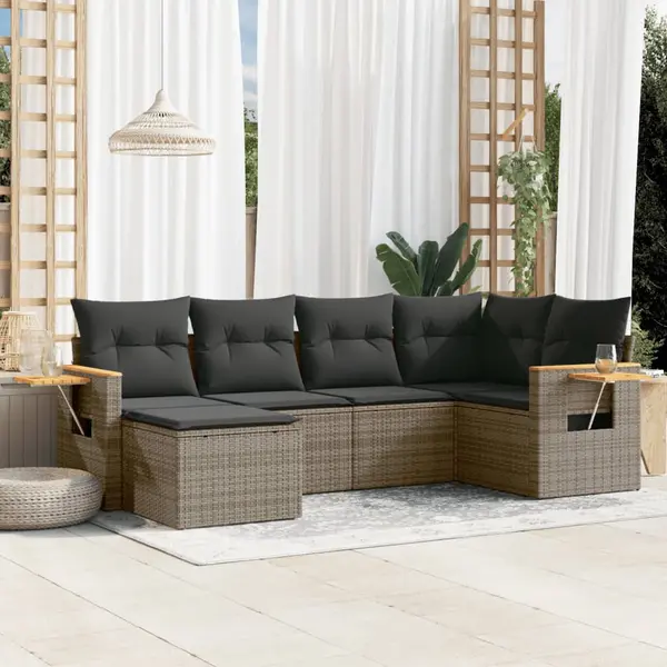 Gossi set mobilier gradina cu perne, 6 piese, gri, poliratan