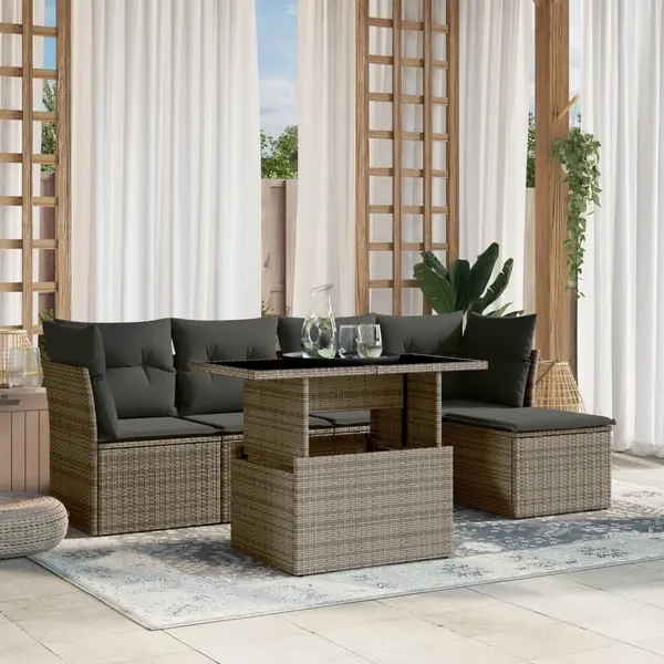 Gossi set mobilier gradina cu perne, 6 piese, gri, poliratan