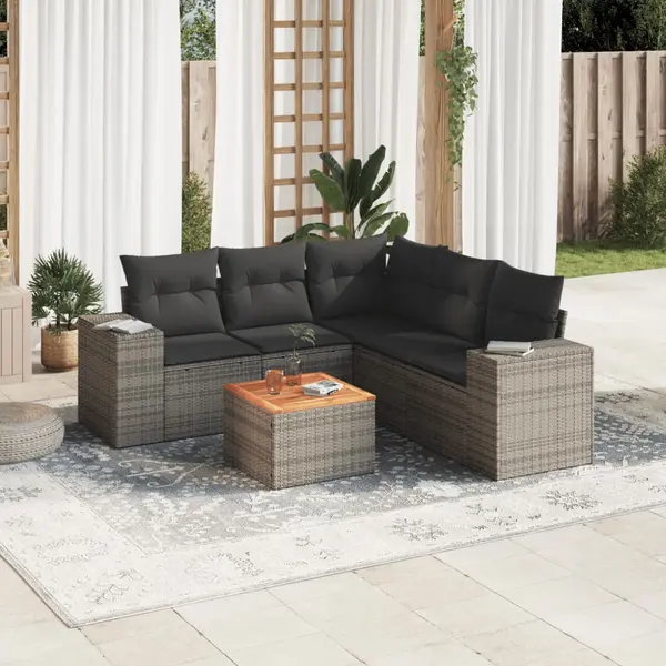Gossi set mobilier gradina cu perne, 6 piese, gri, poliratan
