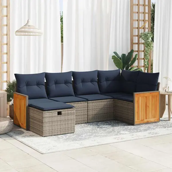 Gossi set mobilier gradina cu perne, 6 piese, gri, poliratan