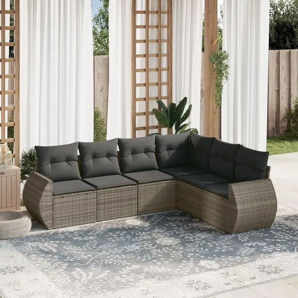Gossi set mobilier gradina cu perne, 6 piese, gri, poliratan