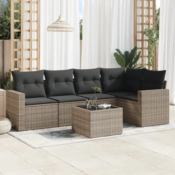Gossi set mobilier gradina cu perne, 6 piese, gri, poliratan