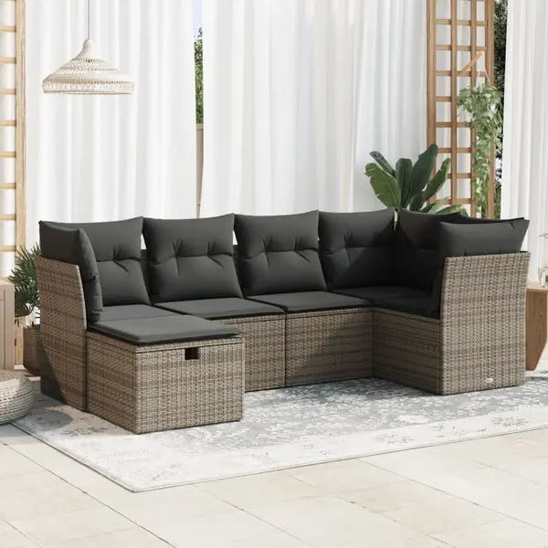 Gossi set mobilier gradina cu perne, 6 piese, gri, poliratan