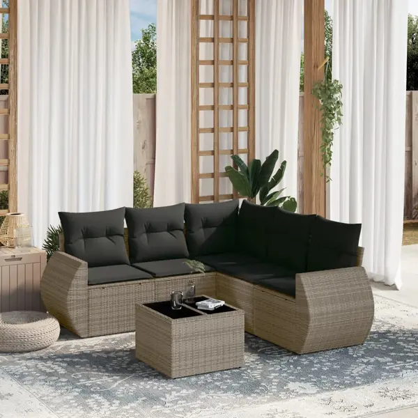 Gossi set mobilier gradina cu perne, 6 piese, gri, poliratan