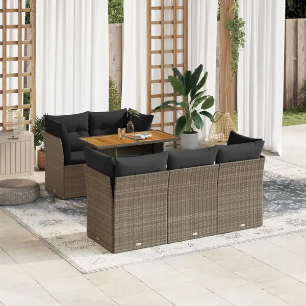 Gossi set mobilier gradina cu perne, 6 piese, gri, poliratan