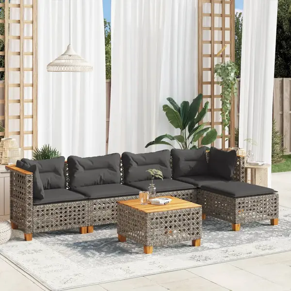 Gossi set mobilier gradina cu perne, 6 piese, gri, poliratan