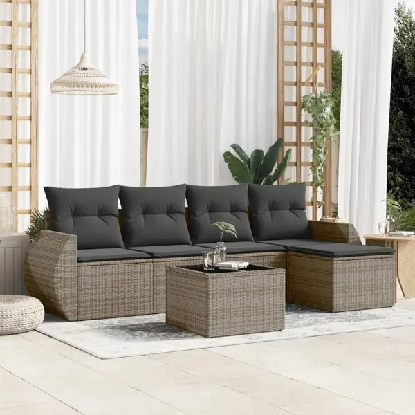 Gossi set mobilier gradina cu perne, 6 piese, gri, poliratan