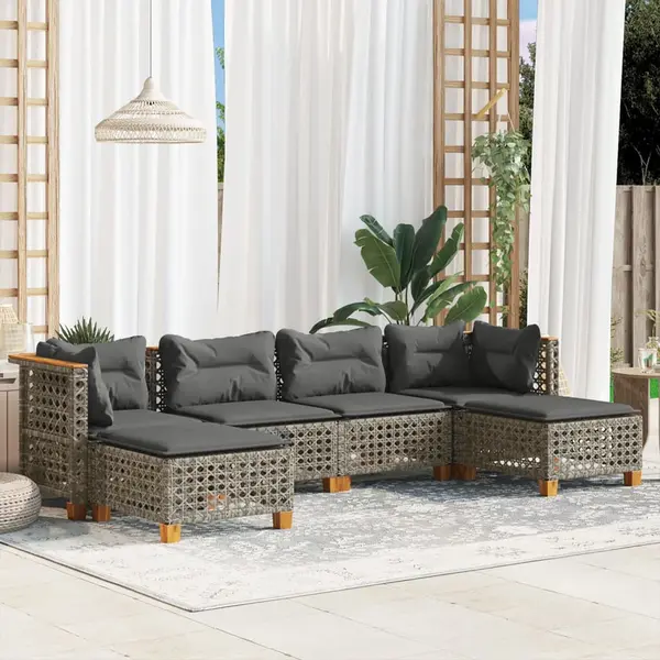 Gossi set mobilier gradina cu perne, 6 piese, gri, poliratan