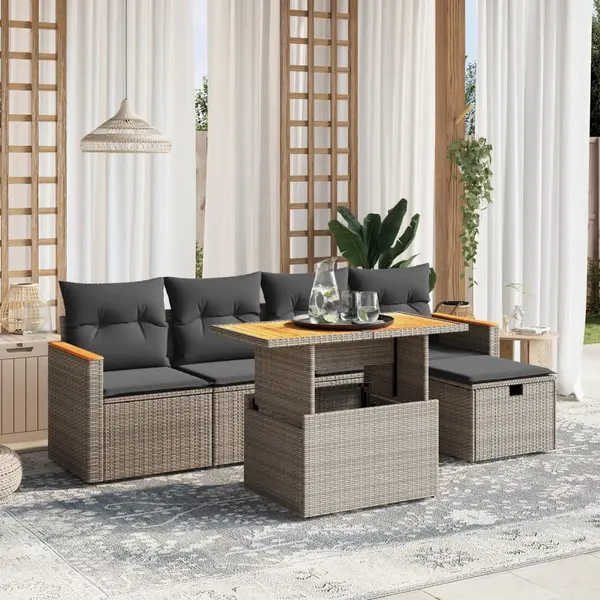 Gossi set mobilier gradina cu perne, 6 piese, gri, poliratan