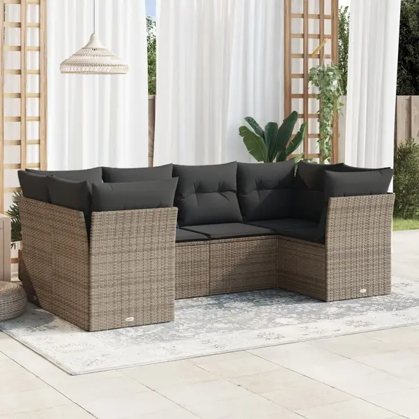Gossi set mobilier gradina cu perne, 6 piese, gri, poliratan