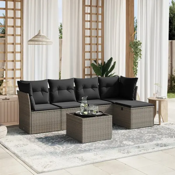 Gossi set mobilier gradina cu perne, 6 piese, gri, poliratan