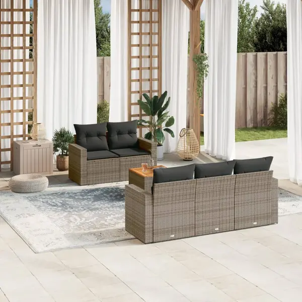 Gossi set mobilier gradina cu perne, 6 piese, gri, poliratan