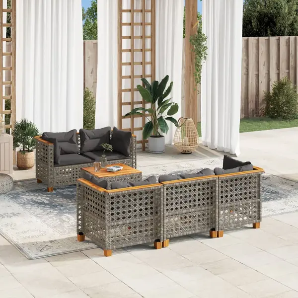 Gossi set mobilier gradina cu perne, 6 piese, gri, poliratan