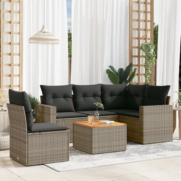Gossi set mobilier gradina cu perne, 6 piese, gri, poliratan