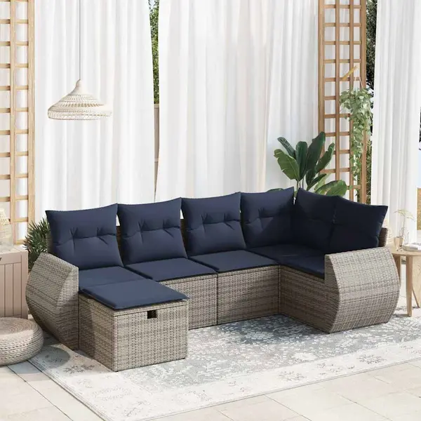 Gossi set mobilier gradina cu perne, 6 piese, gri, poliratan