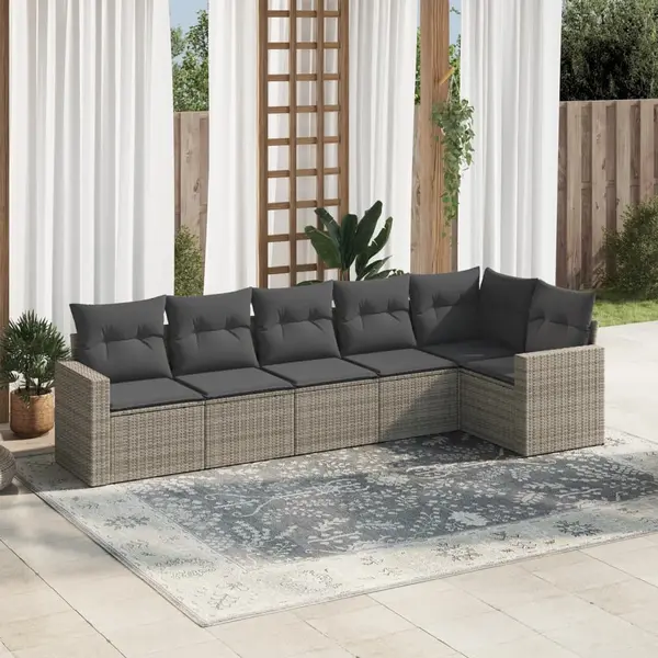 Gossi set mobilier gradina cu perne, 6 piese, gri, poliratan