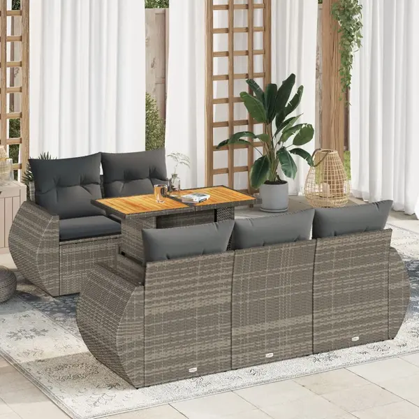 Gossi set mobilier gradina cu perne, 6 piese, gri, poliratan
