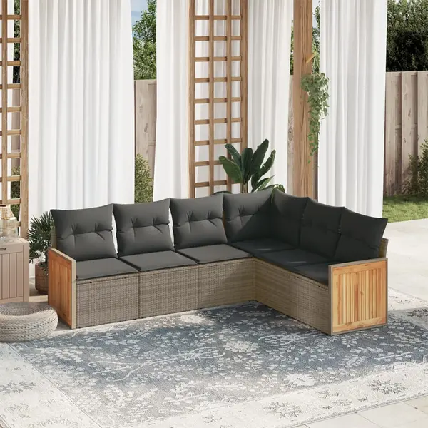 Gossi set mobilier gradina cu perne, 6 piese, gri, poliratan