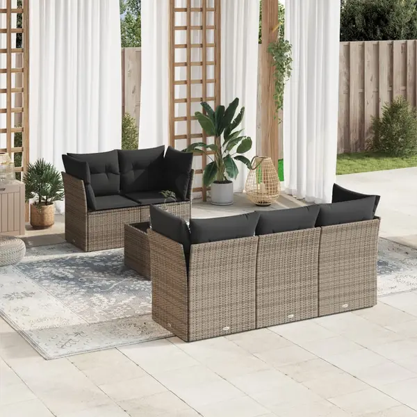 Gossi set mobilier gradina cu perne, 6 piese, gri, poliratan