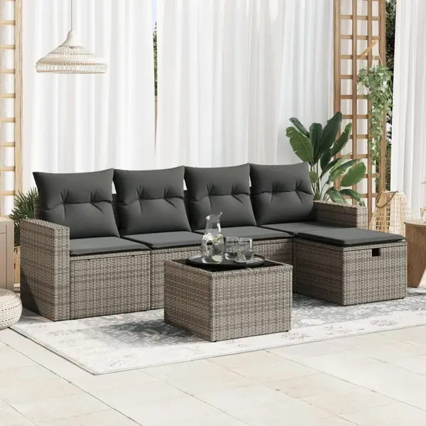 Gossi set mobilier gradina cu perne, 6 piese, gri, poliratan
