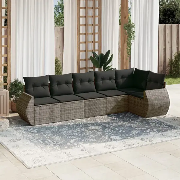 Gossi set mobilier gradina cu perne, 6 piese, gri, poliratan