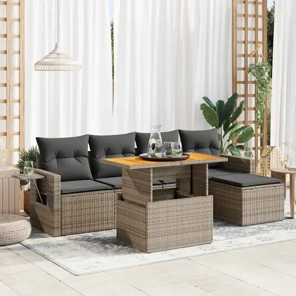 Gossi set mobilier gradina cu perne, 6 piese, gri, poliratan