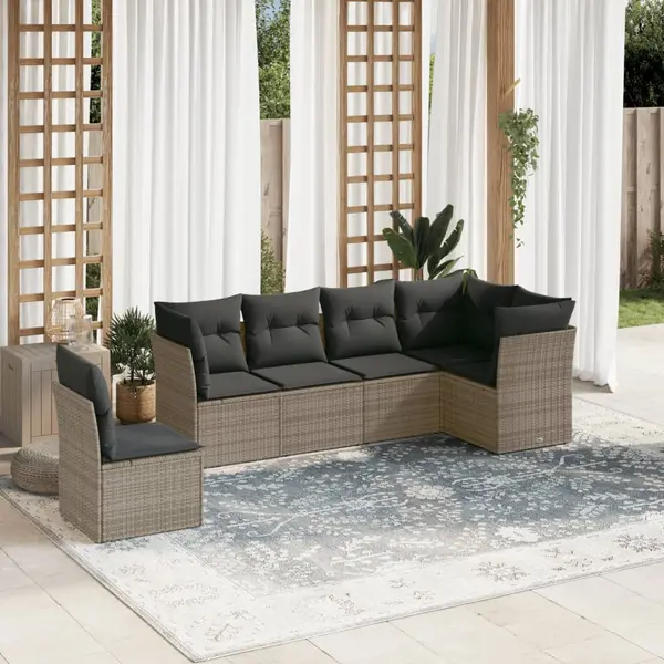 Gossi set mobilier gradina cu perne, 6 piese, gri, poliratan