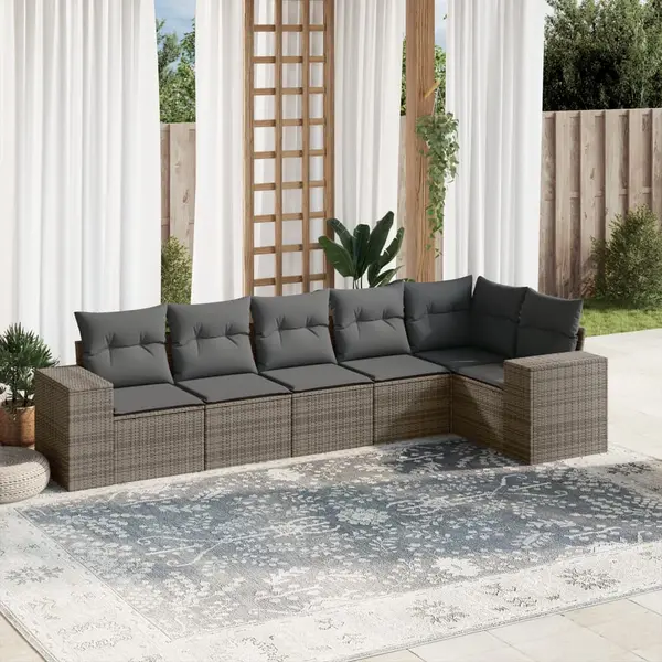 Gossi set mobilier gradina cu perne, 6 piese, gri, poliratan