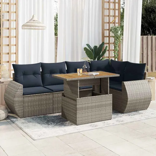Gossi set mobilier gradina cu perne, 6 piese, gri, poliratan
