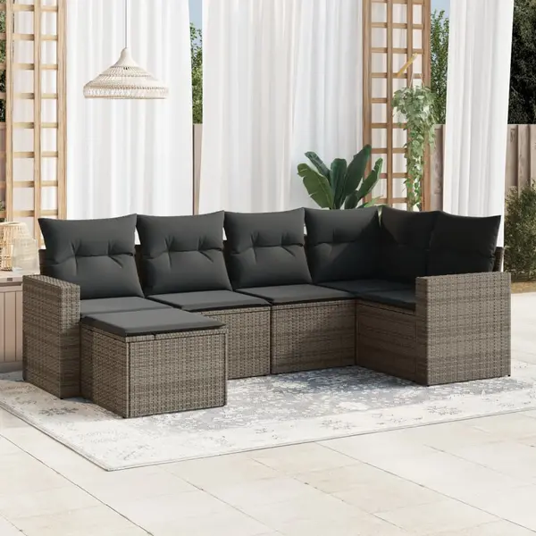 Gossi set mobilier gradina cu perne, 6 piese, gri, poliratan