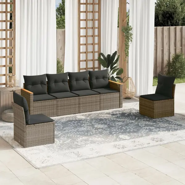 Gossi set mobilier gradina cu perne, 6 piese, gri, poliratan