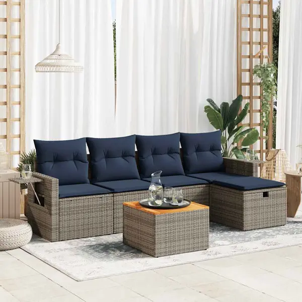 Gossi set mobilier gradina cu perne, 6 piese, gri, poliratan