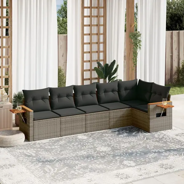 Gossi set mobilier gradina cu perne, 6 piese, gri, poliratan
