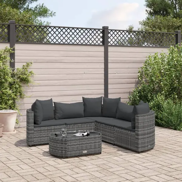Gossi set mobilier gradina cu perne, 6 piese, gri, poliratan