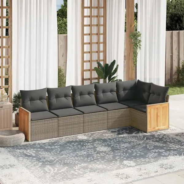 Gossi set mobilier gradina cu perne, 6 piese, gri, poliratan