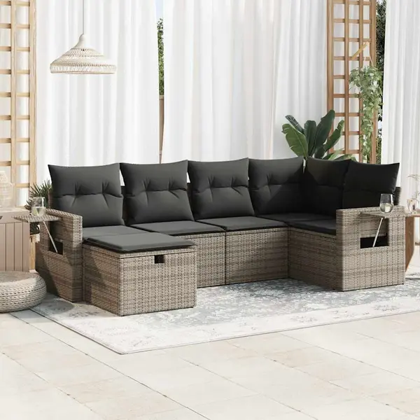 Gossi set mobilier gradina cu perne, 6 piese, gri, poliratan