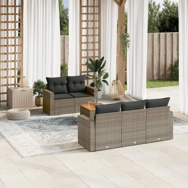 Gossi set mobilier gradina cu perne, 6 piese, gri, poliratan